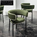 Luxury Retro Green Velvet Upholstered Dining Chair with Sleek Metal Legs