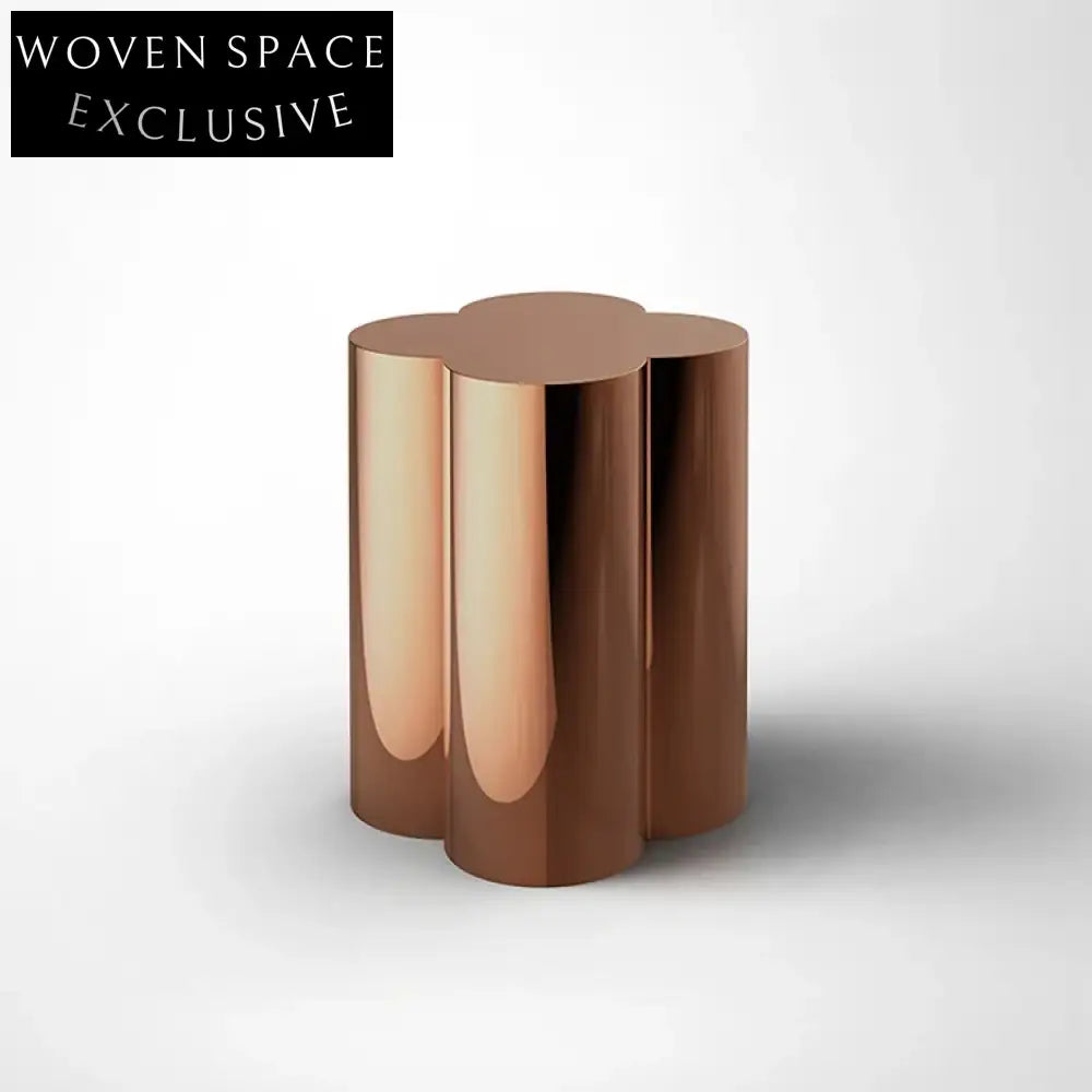 Luxury Rose Gold Stainless Steel Round Side Coffee Table Modern Design