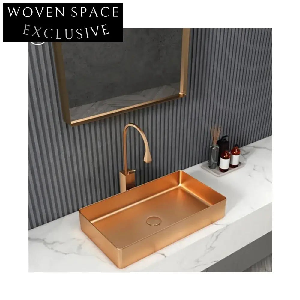 Luxury Rose Gold SUS304 Stainless Steel Above Counter Modern Bathroom Vessel Basin