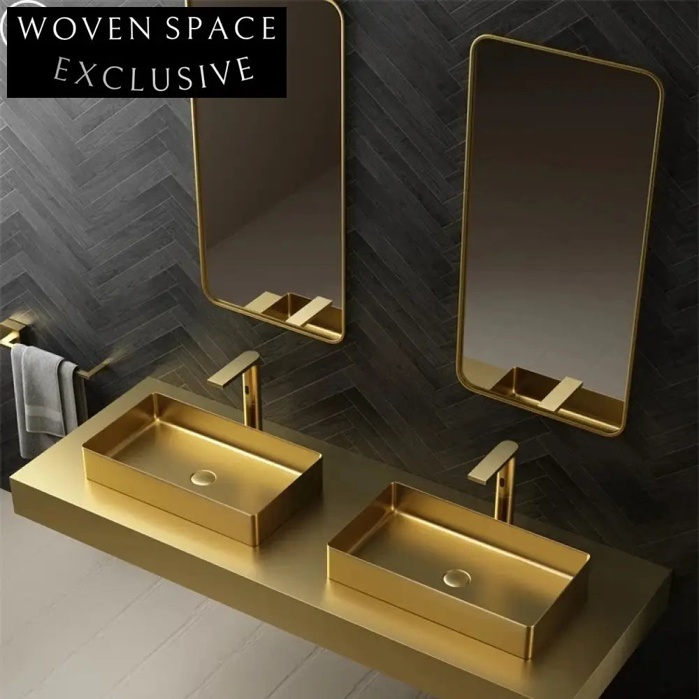 Luxury Rose Gold SUS304 Stainless Steel Above Counter Modern Bathroom Vessel Basin