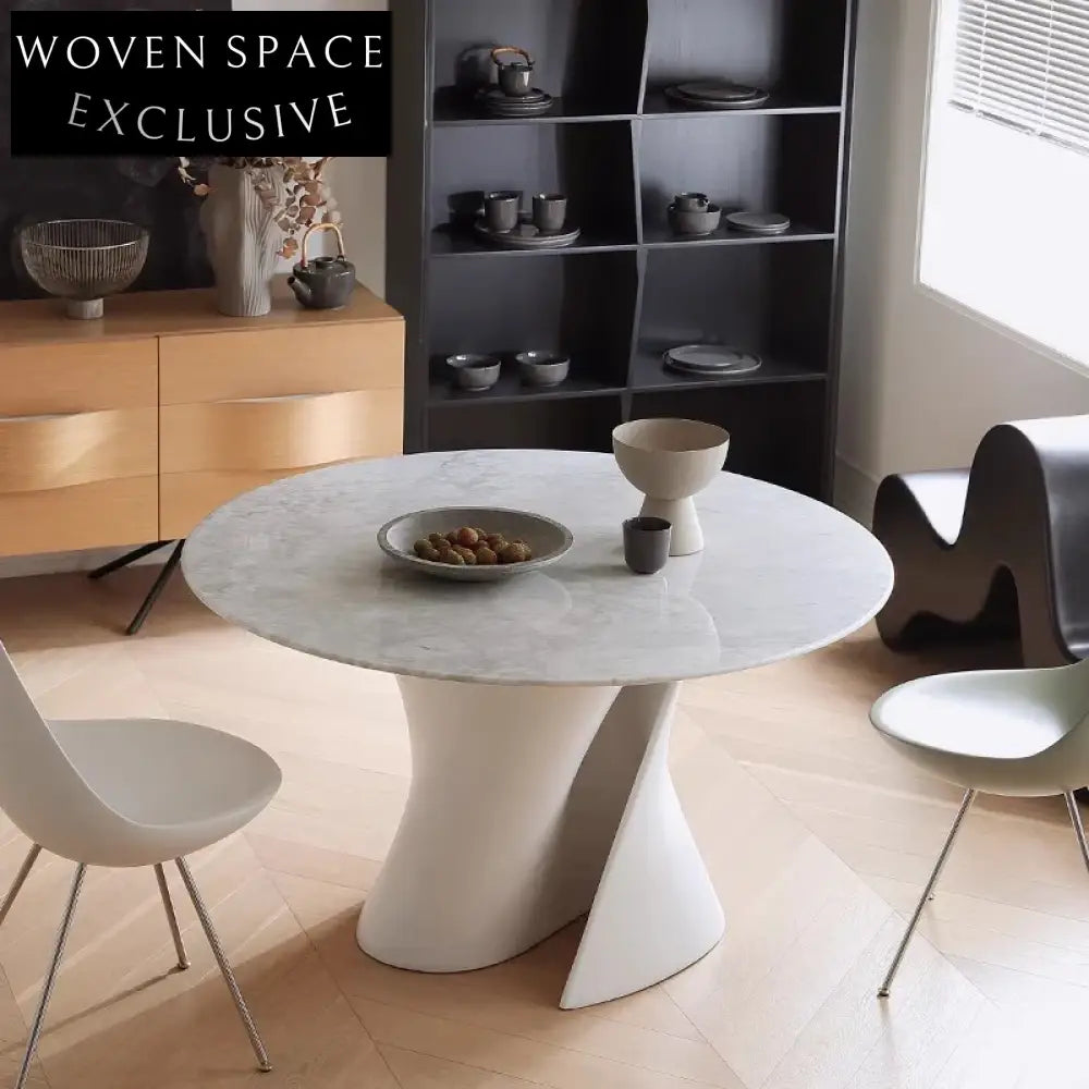 Luxury Round 4-Seater Sintered Stone Marble Top Dining Table for Modern Homes