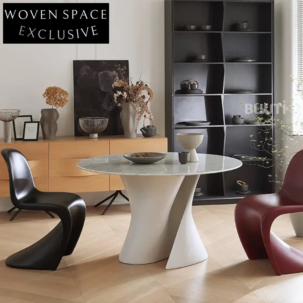 Luxury Round 4-Seater Sintered Stone Marble Top Dining Table for Modern Homes