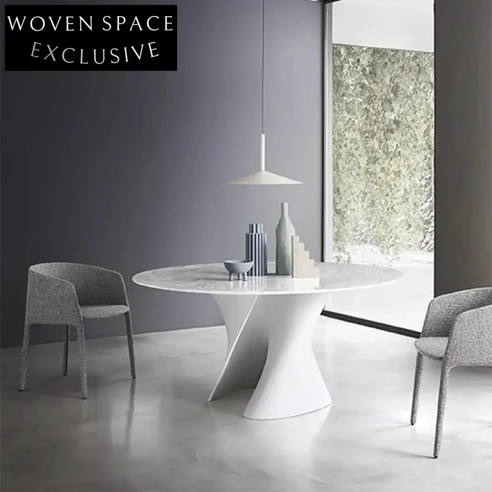 Luxury Round 4-Seater Sintered Stone Marble Top Dining Table for Modern Homes