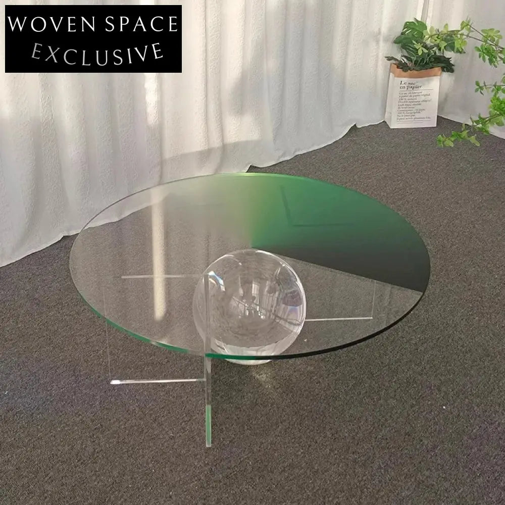 Luxury Round Clear Acrylic Coffee Table for Living Room with Optional Crystal Ball Feature