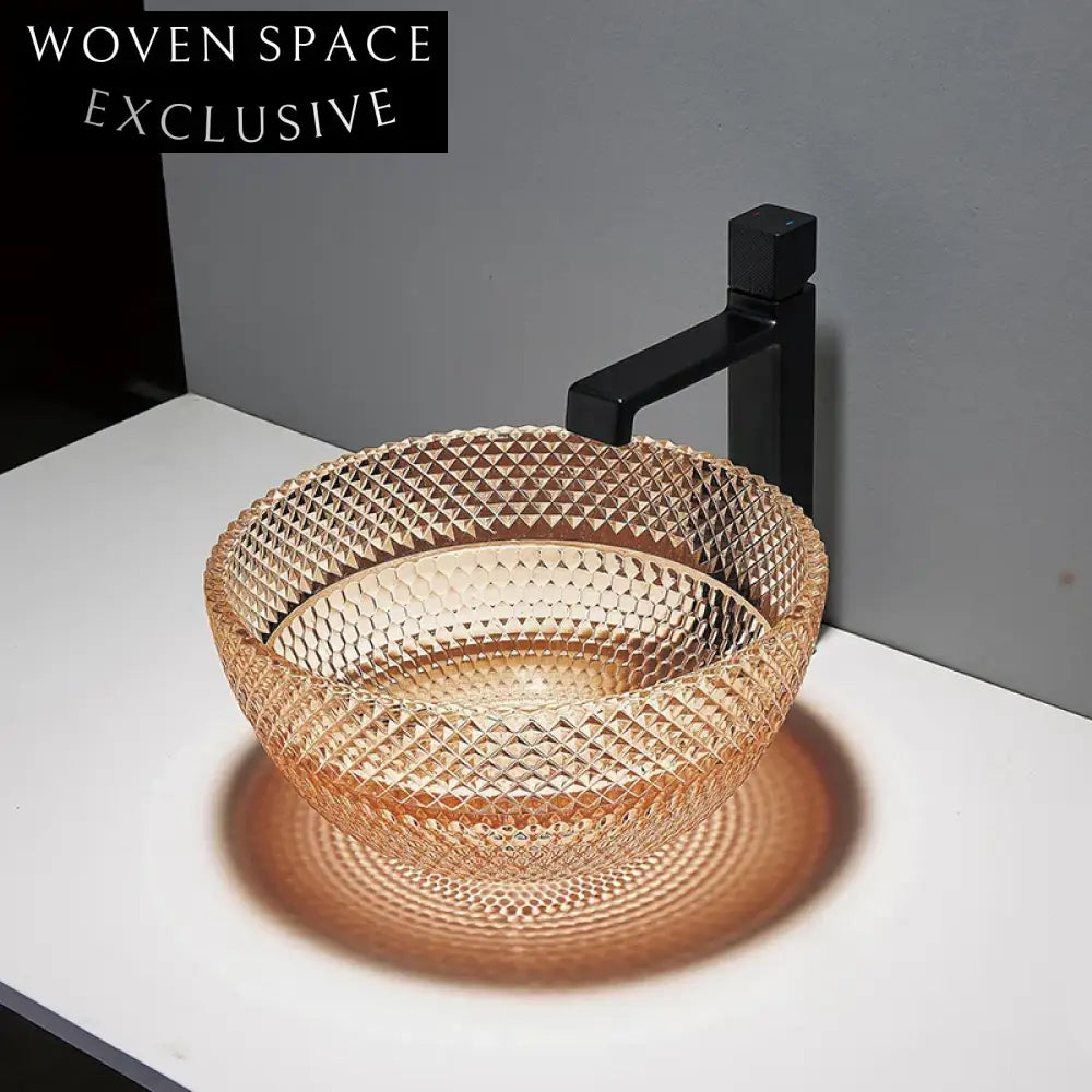 Luxury Round Crystal Glass Vessel Sink for Elegant Bathroom Vanities