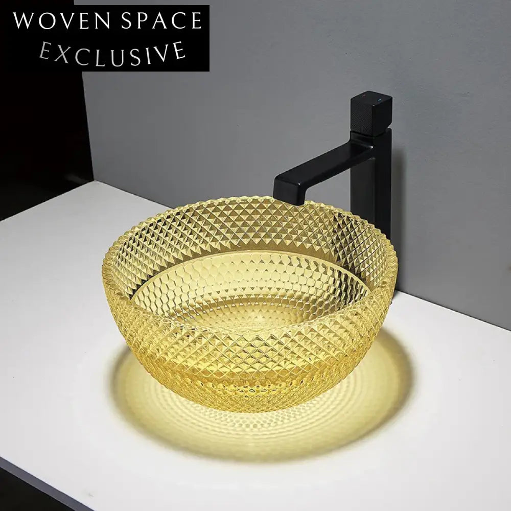 Luxury Round Crystal Glass Vessel Sink for Elegant Bathroom Vanities