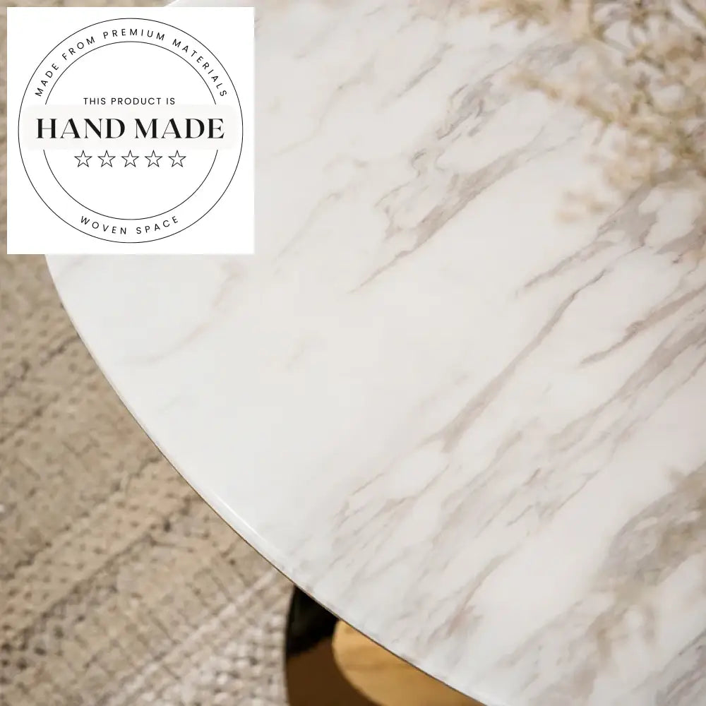 Luxury Round Gold Stainless Steel and Marble Side Table