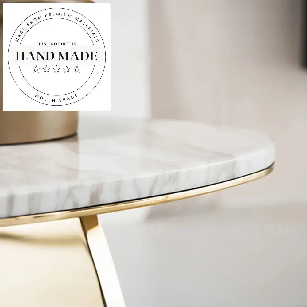 Luxury Round Gold Stainless Steel and Marble Side Table