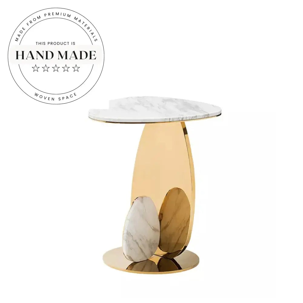 Luxury Round Gold Stainless Steel and Marble Side Table