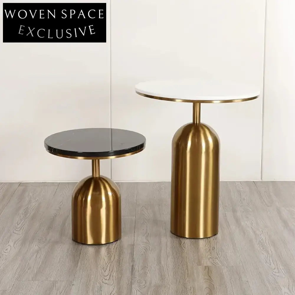 Luxury Round Marble Side Coffee Table with Stainless Steel Base