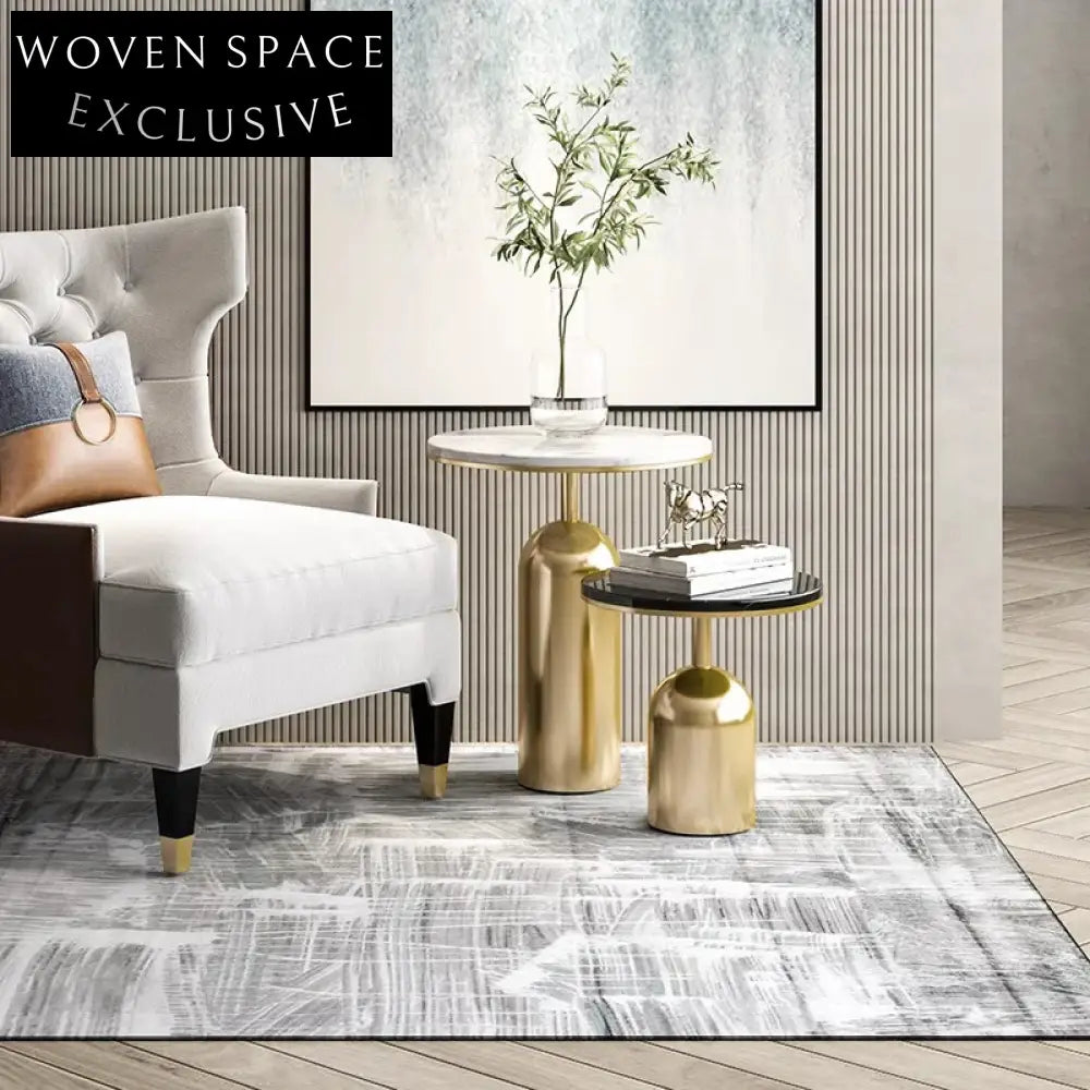 Luxury Round Marble Side Coffee Table with Stainless Steel Base