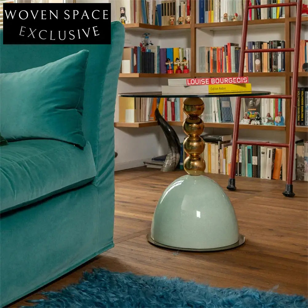 Luxury Round Marble Top Ceramic Base Modern Living Room Coffee Table