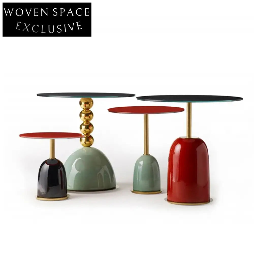 Luxury Round Marble Top Ceramic Base Modern Living Room Coffee Table