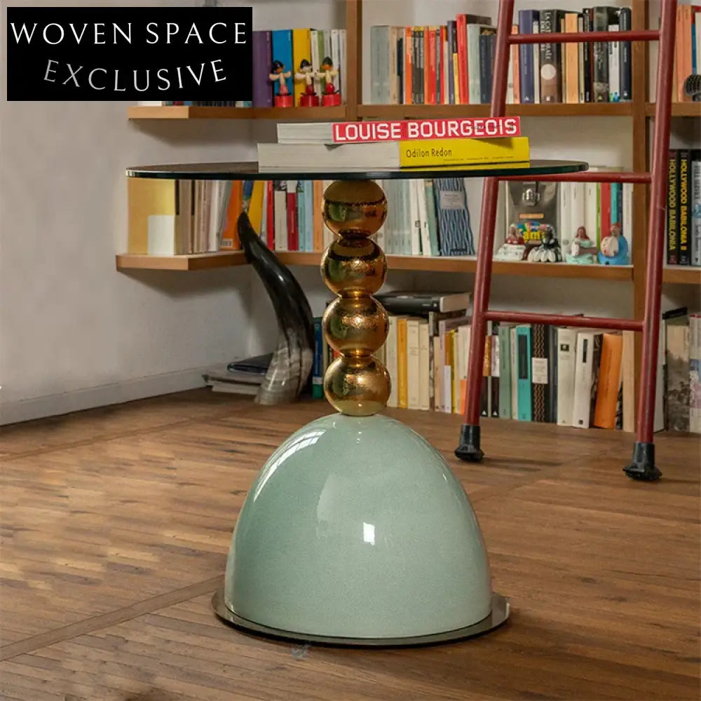 Luxury Round Marble Top Ceramic Base Modern Living Room Coffee Table