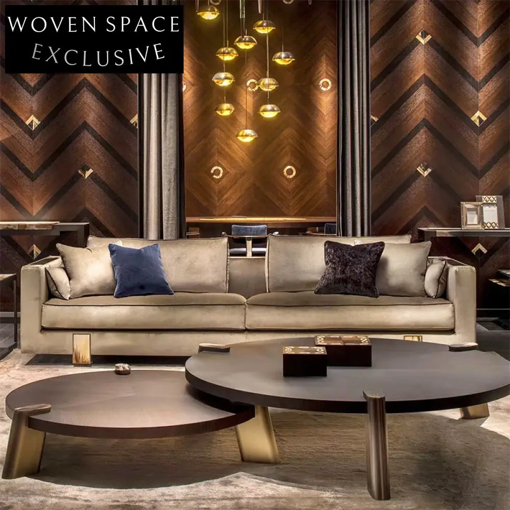 Luxury Round Natural Marble Top Coffee Table with Metal Base