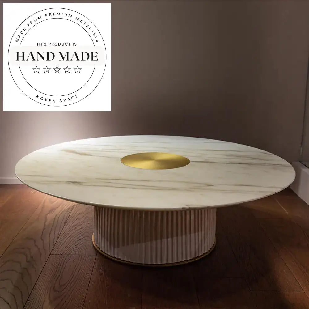 Luxury Round Solid Wood Marble Modern Leather Upholstered Dining Table