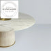 Luxury Round Solid Wood Marble Modern Leather Upholstered Dining Table