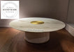 Luxury Round Solid Wood Marble Modern Leather Upholstered Dining Table