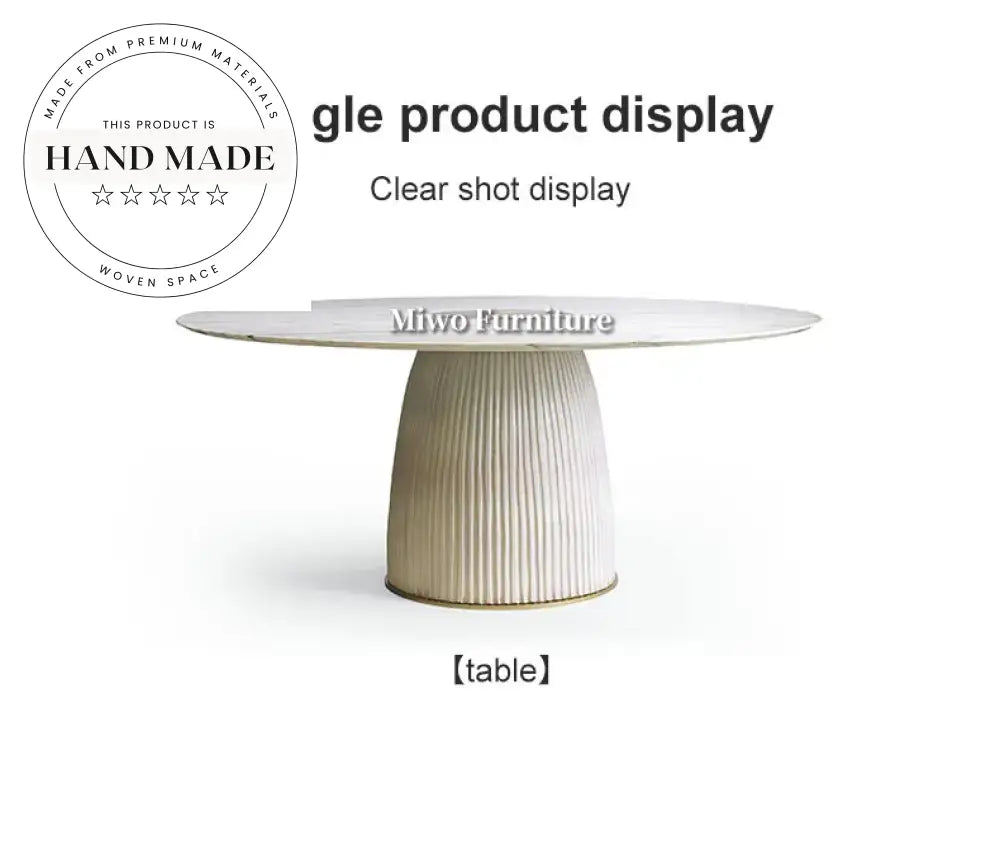 Luxury Round Solid Wood Marble Modern Leather Upholstered Dining Table