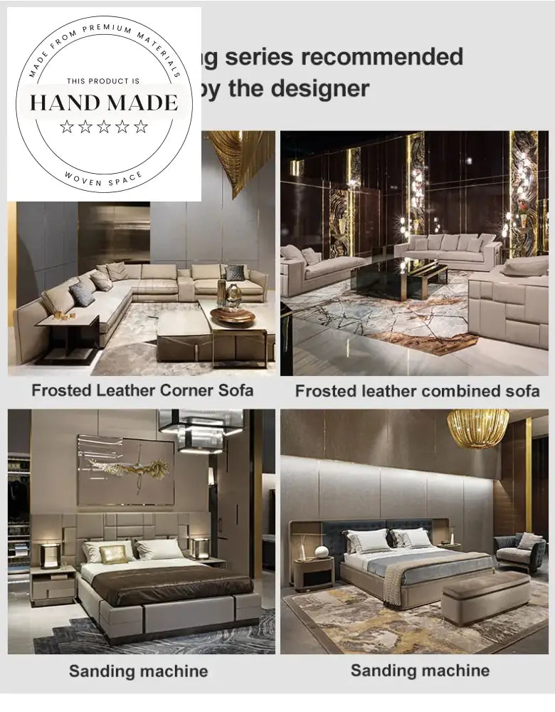 Luxury Round Solid Wood Marble Modern Leather Upholstered Dining Table