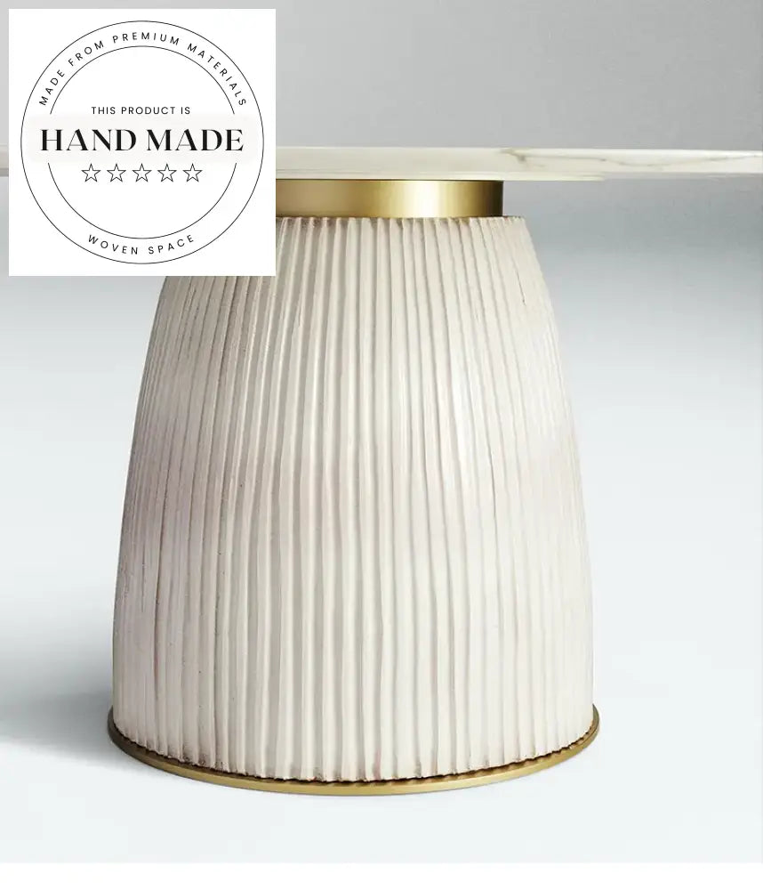 Luxury Round Solid Wood Marble Modern Leather Upholstered Dining Table