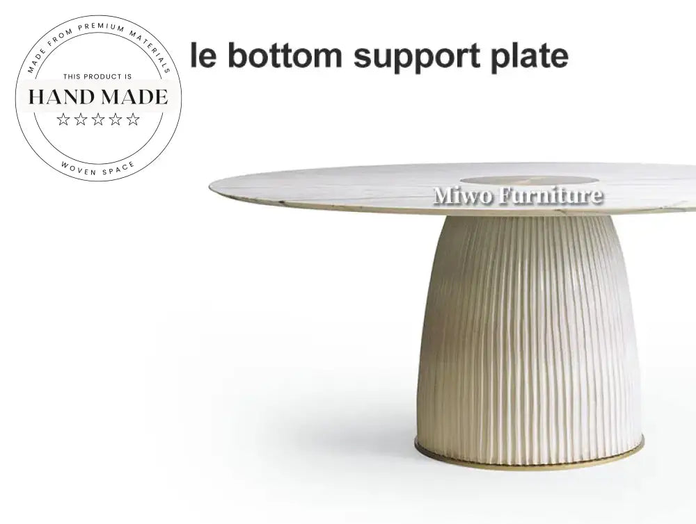 Luxury Round Solid Wood Marble Modern Leather Upholstered Dining Table