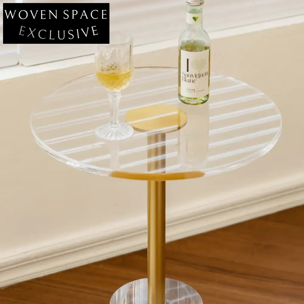 Luxury Round Transparent Acrylic Side Table with Modern Metal Frame