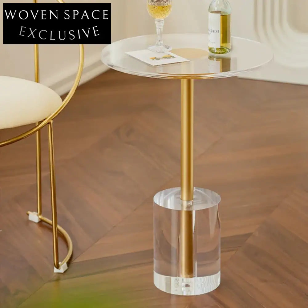 Luxury Round Transparent Acrylic Side Table with Modern Metal Frame