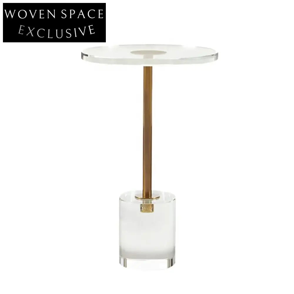 Luxury Round Transparent Acrylic Side Table with Modern Metal Frame