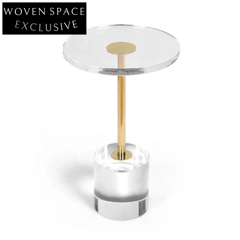 Luxury Round Transparent Acrylic Side Table with Modern Metal Frame