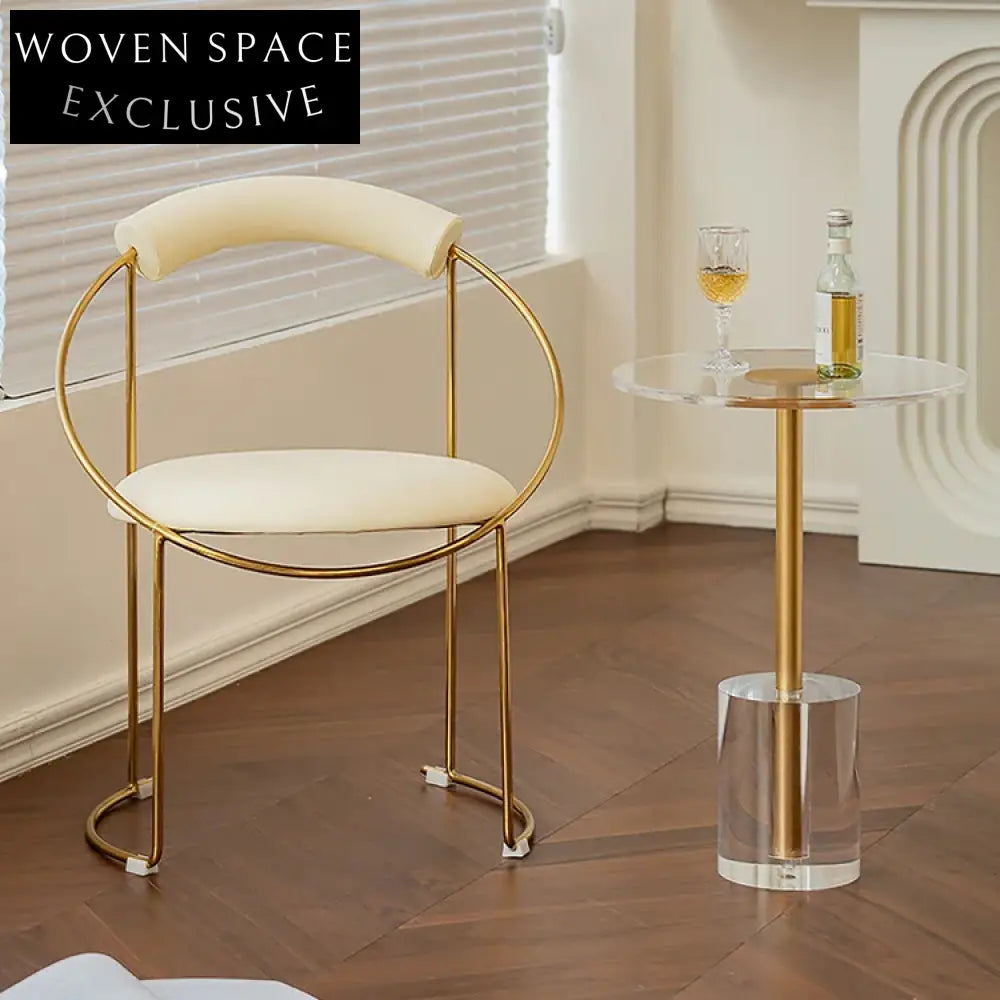 Luxury Round Transparent Acrylic Side Table with Modern Metal Frame