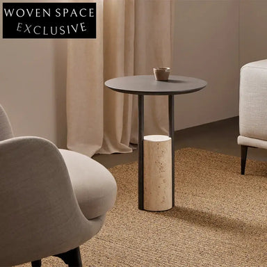 Luxury Round Travertine Solid Wood Multi-Layer Board Coffee Table