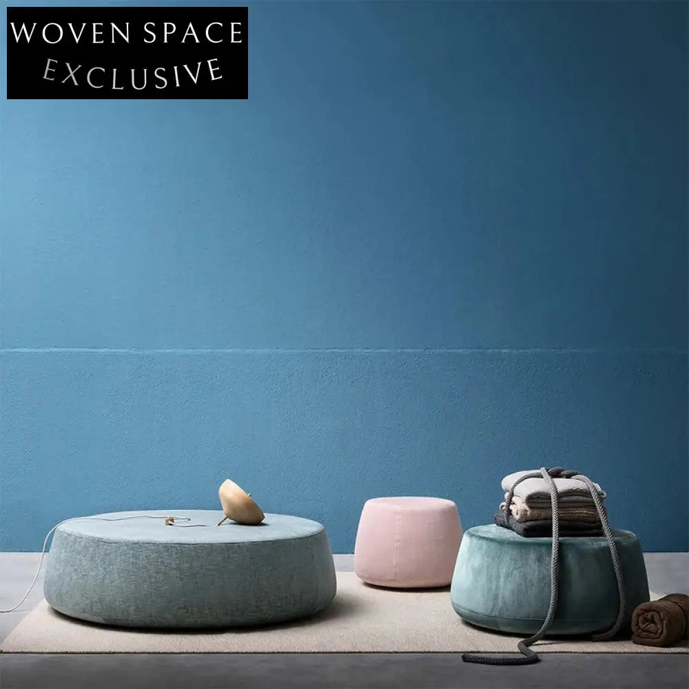 Luxury Round Velvet Ottoman Footrest Storage Stool with Solid Wood Frame