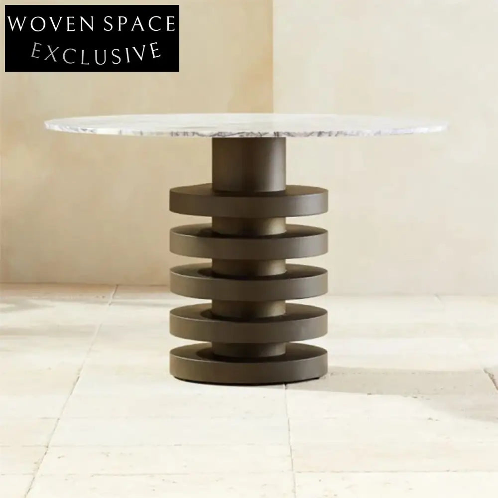 Luxury Round White Marble Top with Spiral Metal Base Dining Table