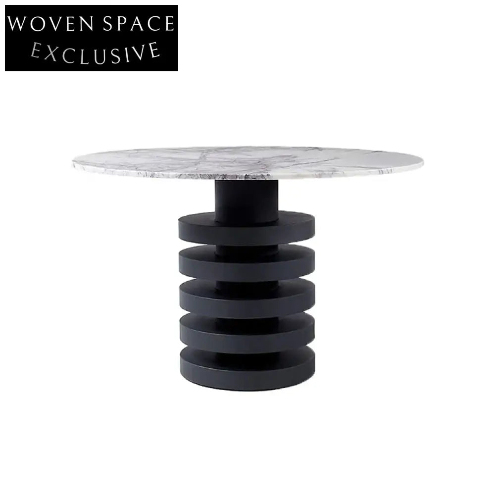 Luxury Round White Marble Top with Spiral Metal Base Dining Table