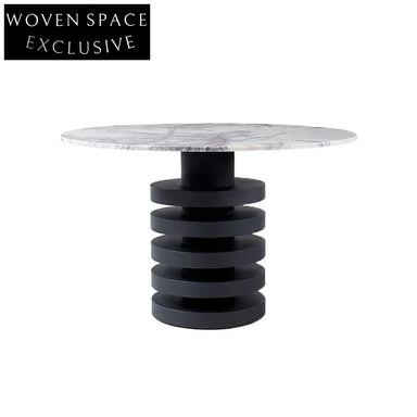 Luxury Round White Marble Top with Spiral Metal Base Dining Table
