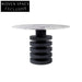 Luxury Round White Marble Top with Spiral Metal Base Dining Table