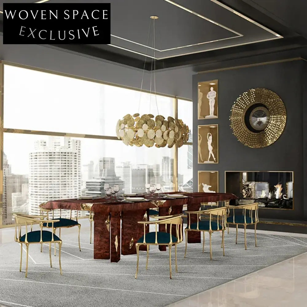 Luxury Royal Brass Velvet Dining Chair for Elegant Hotel & Home Decor