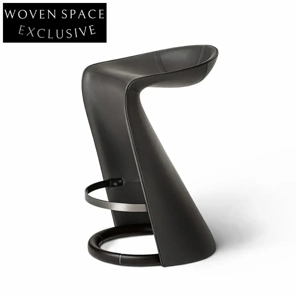 Luxury Saddle Leather Bar Stool with Solid Wood Frame for Kitchens