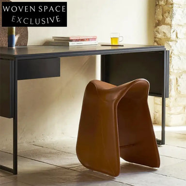 Luxury Saddle Leather Modern Indoor Home Furniture Small Sofa End Stool Ottoman