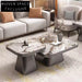 Luxury Sintered Stone Coffee Table Set Stainless Steel Frame Modern Square Design