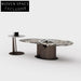 Luxury Sintered Stone & Metal Round Coffee Table Set for Living Room