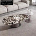Luxury Sintered Stone & Metal Round Coffee Table Set for Living Room