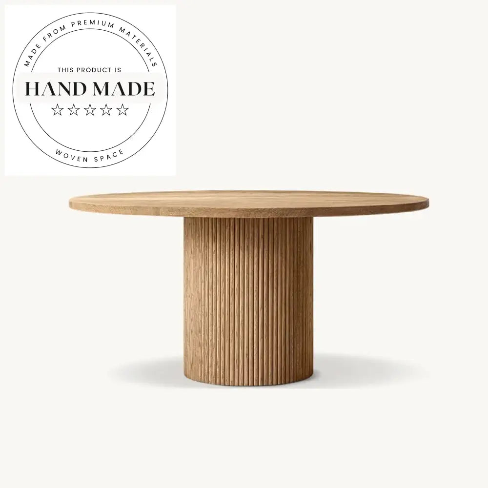 Luxury Solid Oak Round Wood Midcentury Antique Dining Table Set