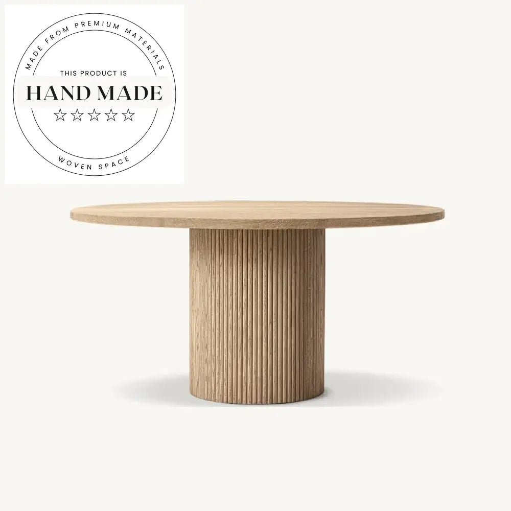 Luxury Solid Oak Round Wood Midcentury Antique Dining Table Set