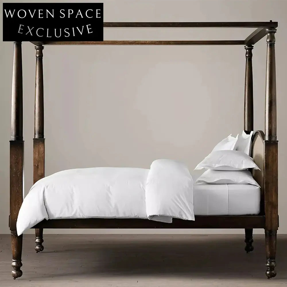 Luxury Solid Oak Wood Queen King Size Retro Style Platform Bed Frame