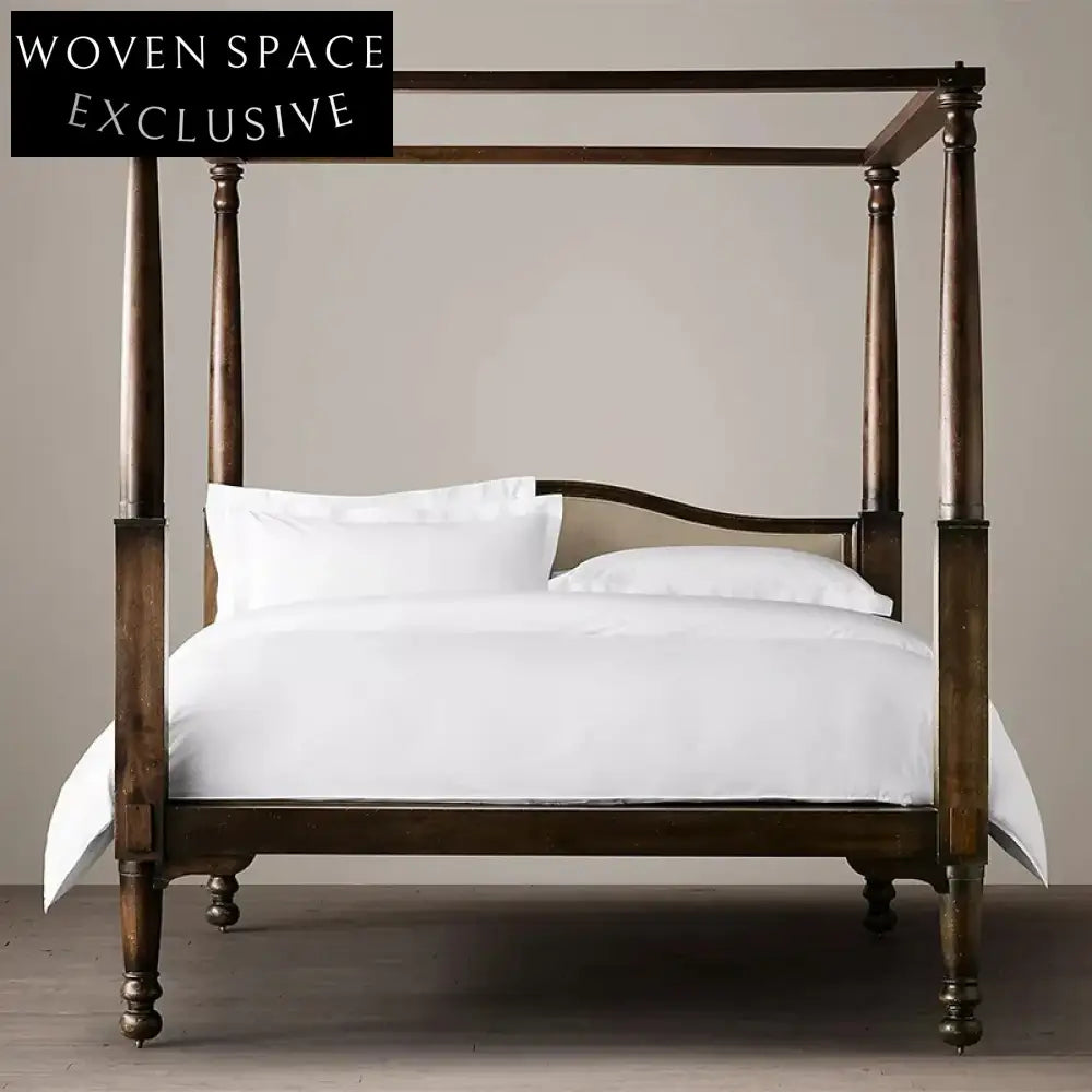 Luxury Solid Oak Wood Queen King Size Retro Style Platform Bed Frame