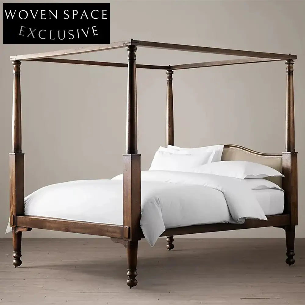 Luxury Solid Oak Wood Queen King Size Retro Style Platform Bed Frame