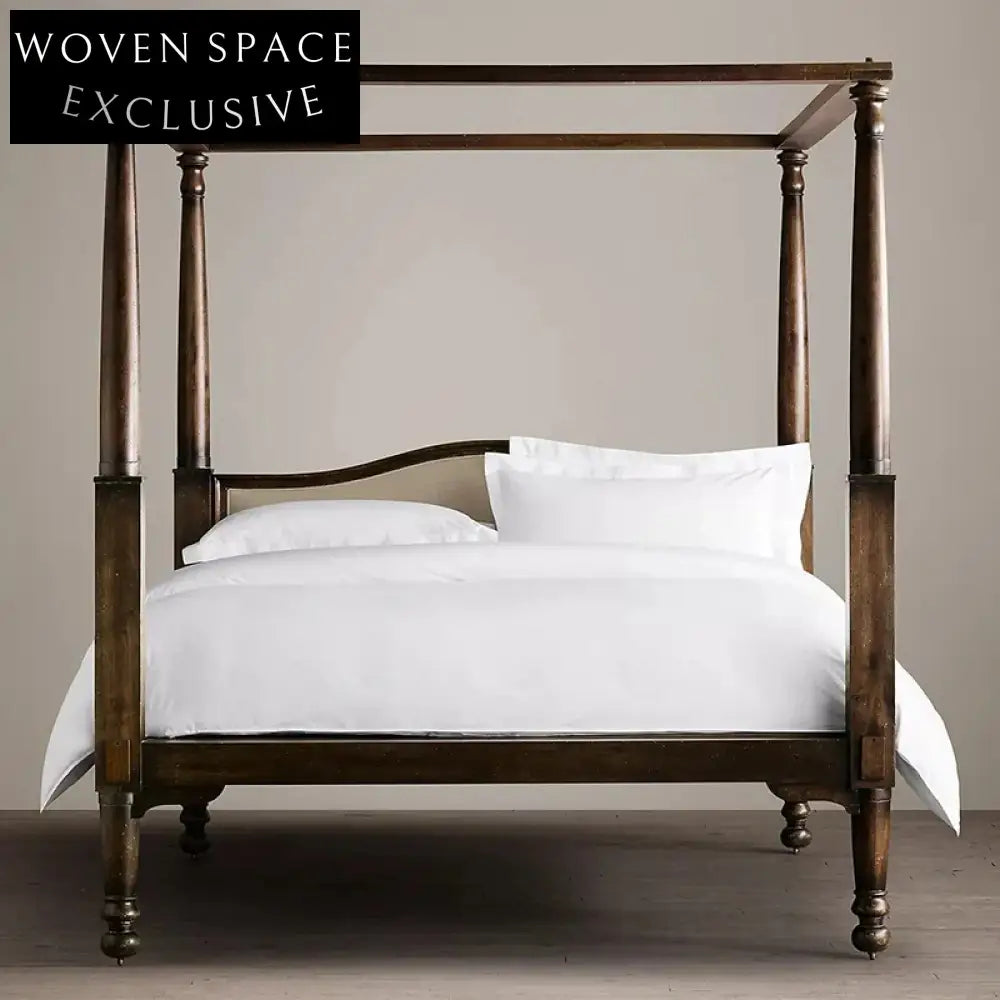 Luxury Solid Oak Wood Queen King Size Retro Style Platform Bed Frame