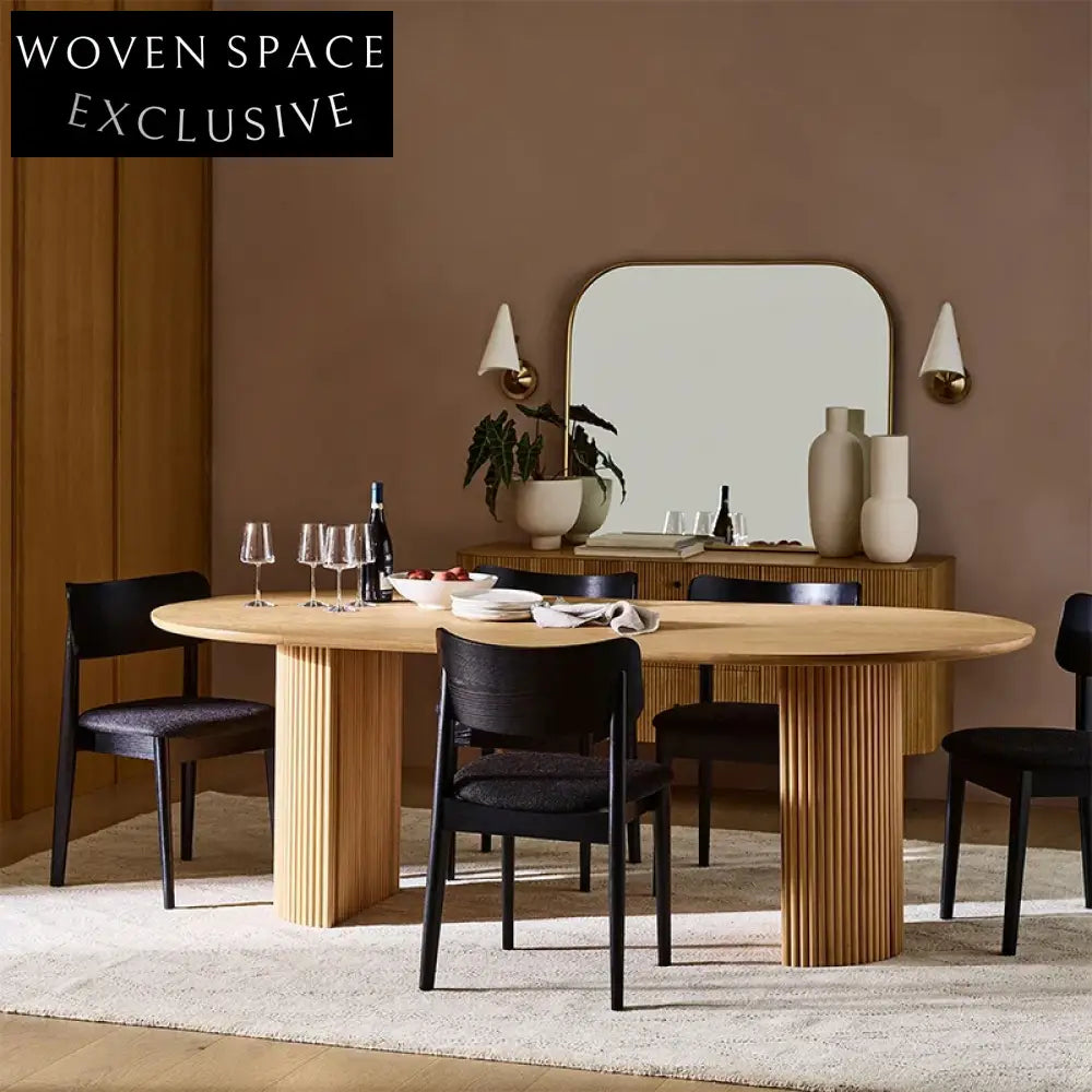 Luxury Solid Oak Wood Rectangular Nordic Style Dining Table